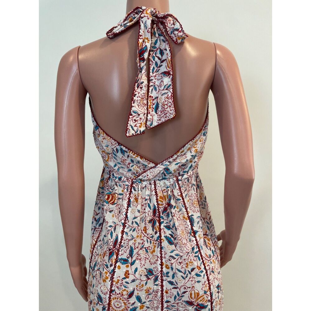Poupette St Barth Carine Maxi Dress S Floral Halter Tiered Pockets Cottagecore - Picture 7 of 16